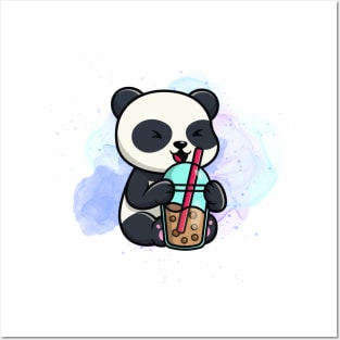 Cute Panda Drink Boba Posters and Art